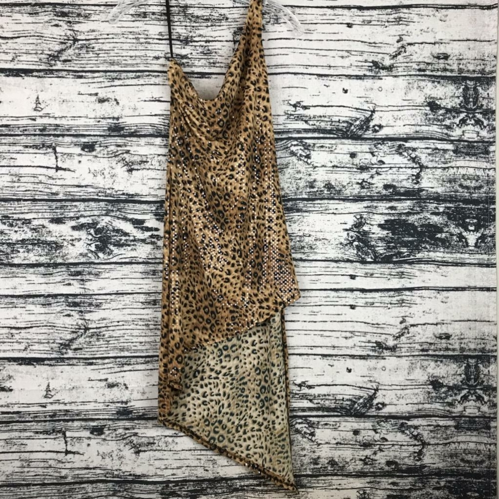 Sexy Leopard Sequin One shoulder Dress Costume